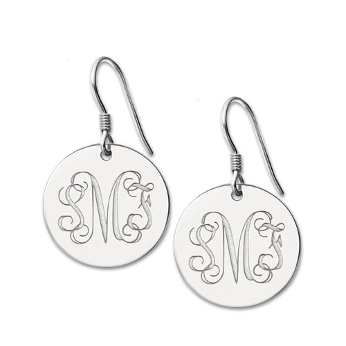 S925 Custom Monogram Disc Earrings