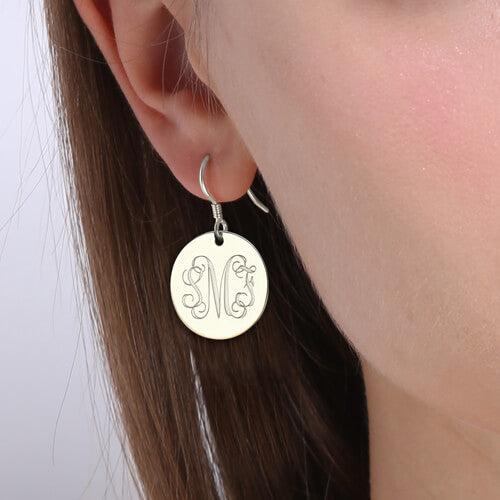 S925 Custom Monogram Disc Earrings