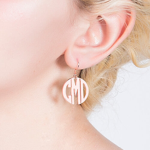 S925 Rose Gold Plated Custom Monogram Earrings