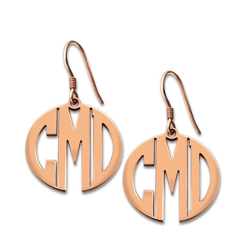 S925 Rose Gold Plated Custom Monogram Earrings
