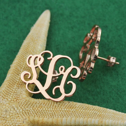 S925 Custom Monogram Stud Earrings