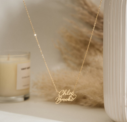Personalized Double Name Heart Necklace