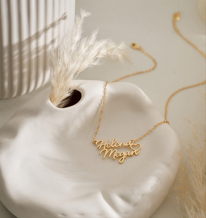 Personalized Double Name Heart Necklace