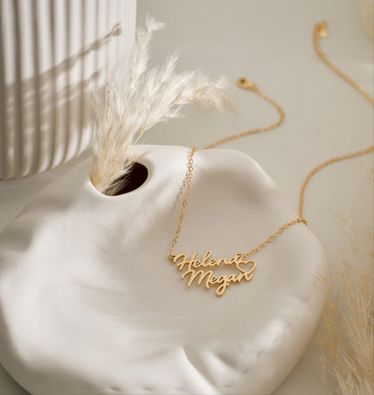 Personalized Double Name Heart Necklace