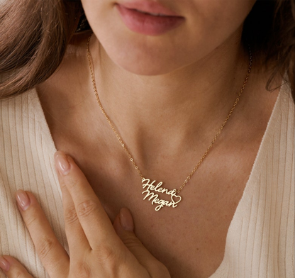 Personalized Double Name Heart Necklace
