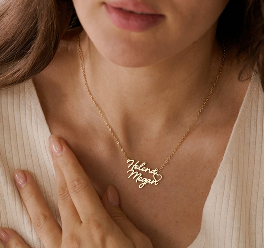 Personalized Double Name Heart Necklace