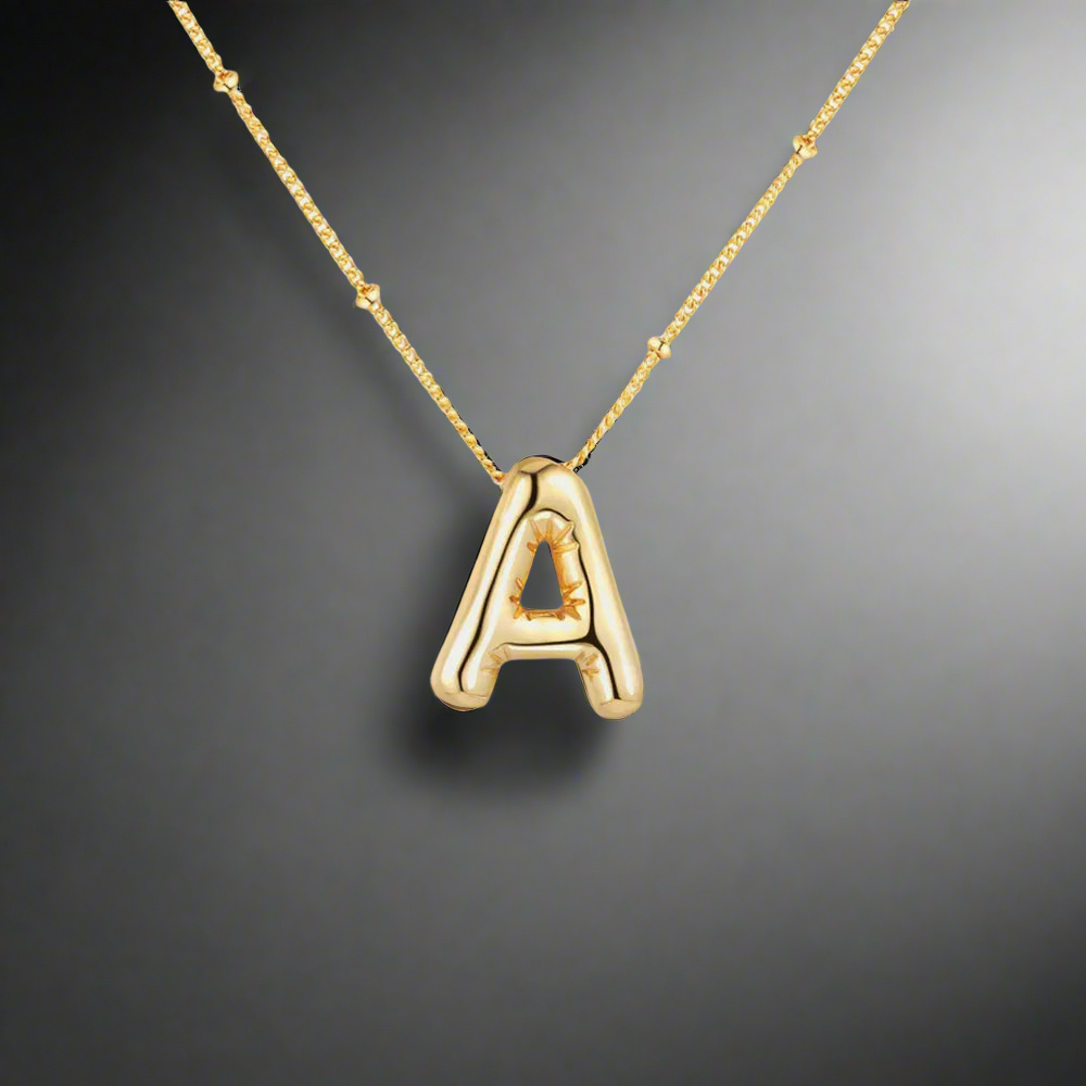 Gold-Plated Bubble Initial Necklace