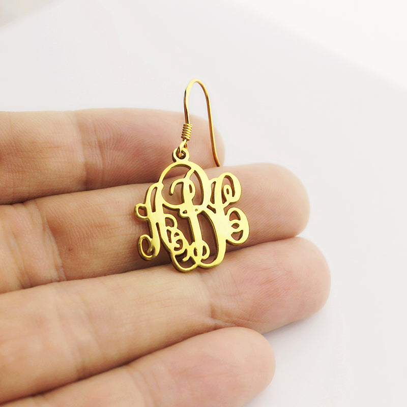 Custom Script Monogram Earrings